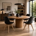 thumbnail image 3 of Sillas de Comedor Modernas con Asiento Acolchado de Diseño Minimalista Tipo Eames Pedestal - Sillas Ergonomicas Acojinadas con Estructura de Madera Ideales para Interior Set de 2 Piezas Negro, 3 of 5