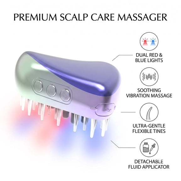 dr.aelf Electric Scalp Massager & Hair Oil Applicator Comb, Red Light Vibrating Liquid Serum Dispenser for Scalp Care