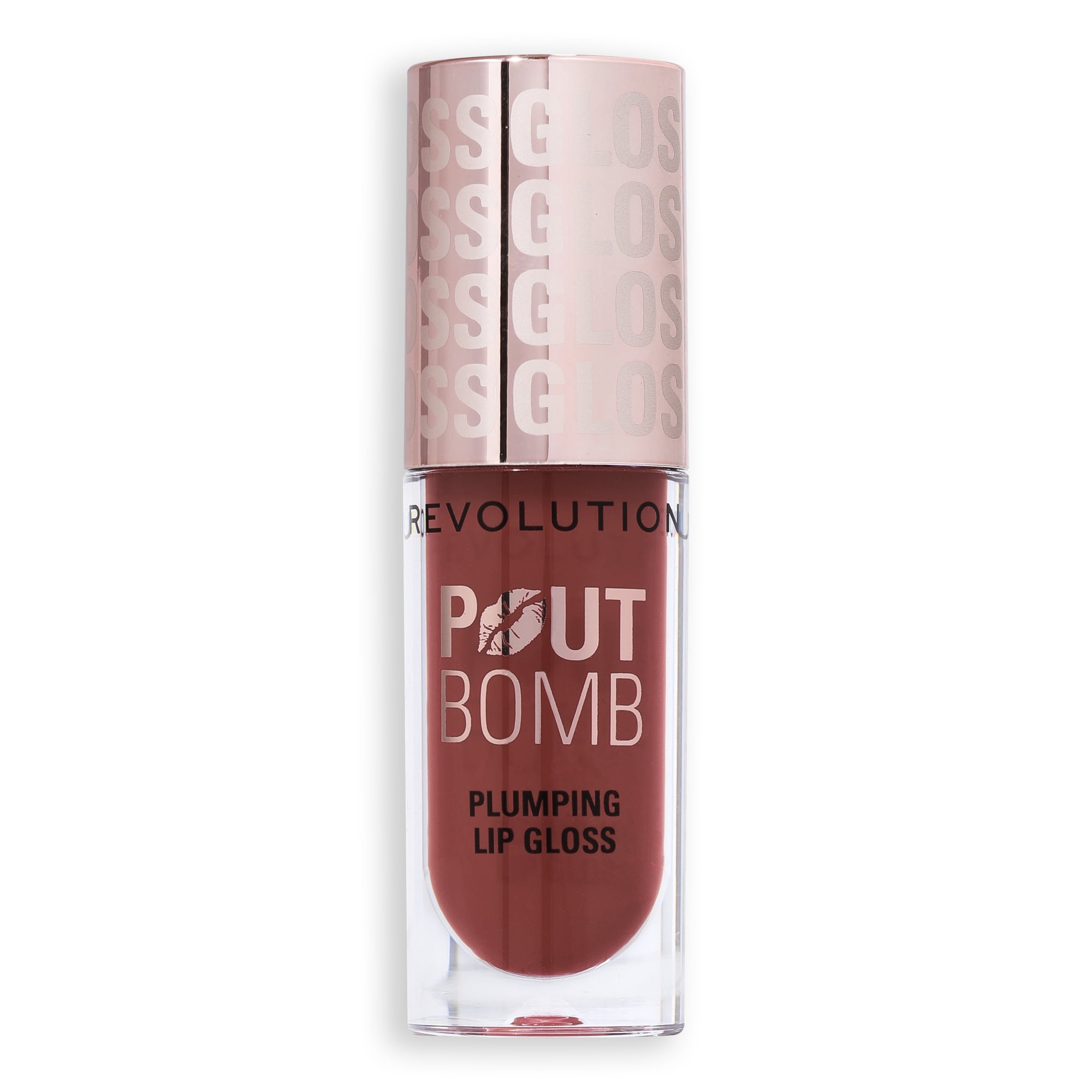 Revolution Pout Bomb Plumping High-Shine Lip Gloss with Vitamin E, Cookie Warm Nude