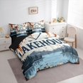 thumbnail image 2 of Castle Fairy Distressed Lakehouse Sign Full Size Bedding Sets 7 Pieces,Mountain Pine Lake Scene Full Size Bed in a Bag,White Rust,Black Reversible, 2 of 7