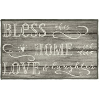 Wood Texture Printed Kitchen Rug, Vintage Bless Our Home And All