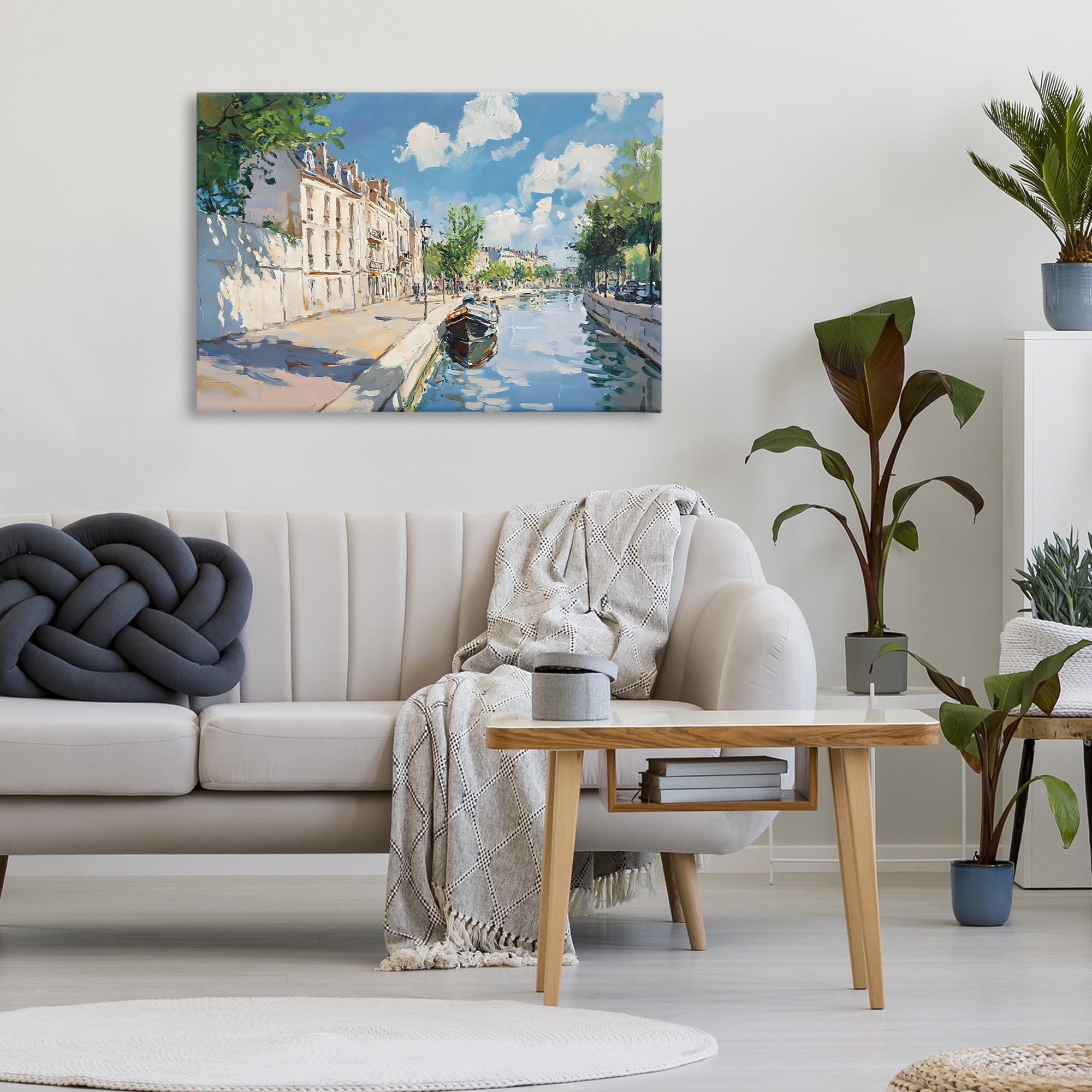 Stupell Industries Boat in Canal Summer Reflection Canvas Wall Art, design by Creative Studio