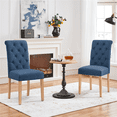 thumbnail image 1 of Yaheetech Upholstered Padded Dining Chairs with Adjustable Foot Pads, Set of 2, Blue, 1 of 8