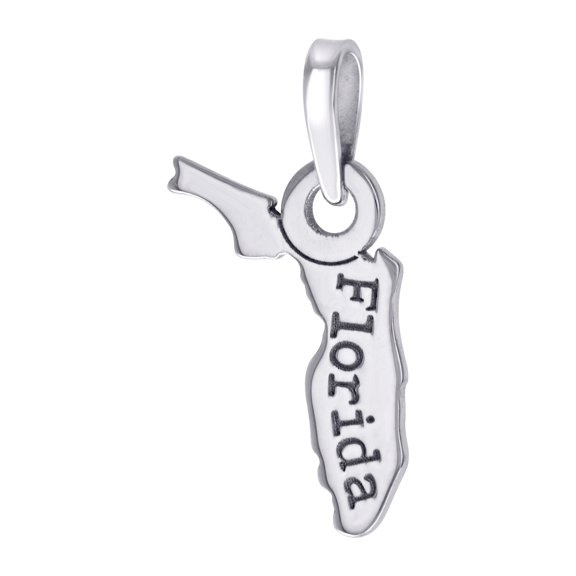 925 Sterling Silver Unisex American States Florida Charm Pendant Necklace 22.9mm Wide Pendant for Women