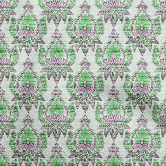 oneOone Viscose Jersey Green Fabric Asian Traditional Floral With Texture Sewing Material Print Fabric By The Yard 60 Inch Wide