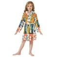 thumbnail image 6 of FORMRS Niños Bathrobe Unisex Hooded Robe Soft Plush Pajamas Sleepwear, Size 7-9T, Floral Patterns, 6 of 7
