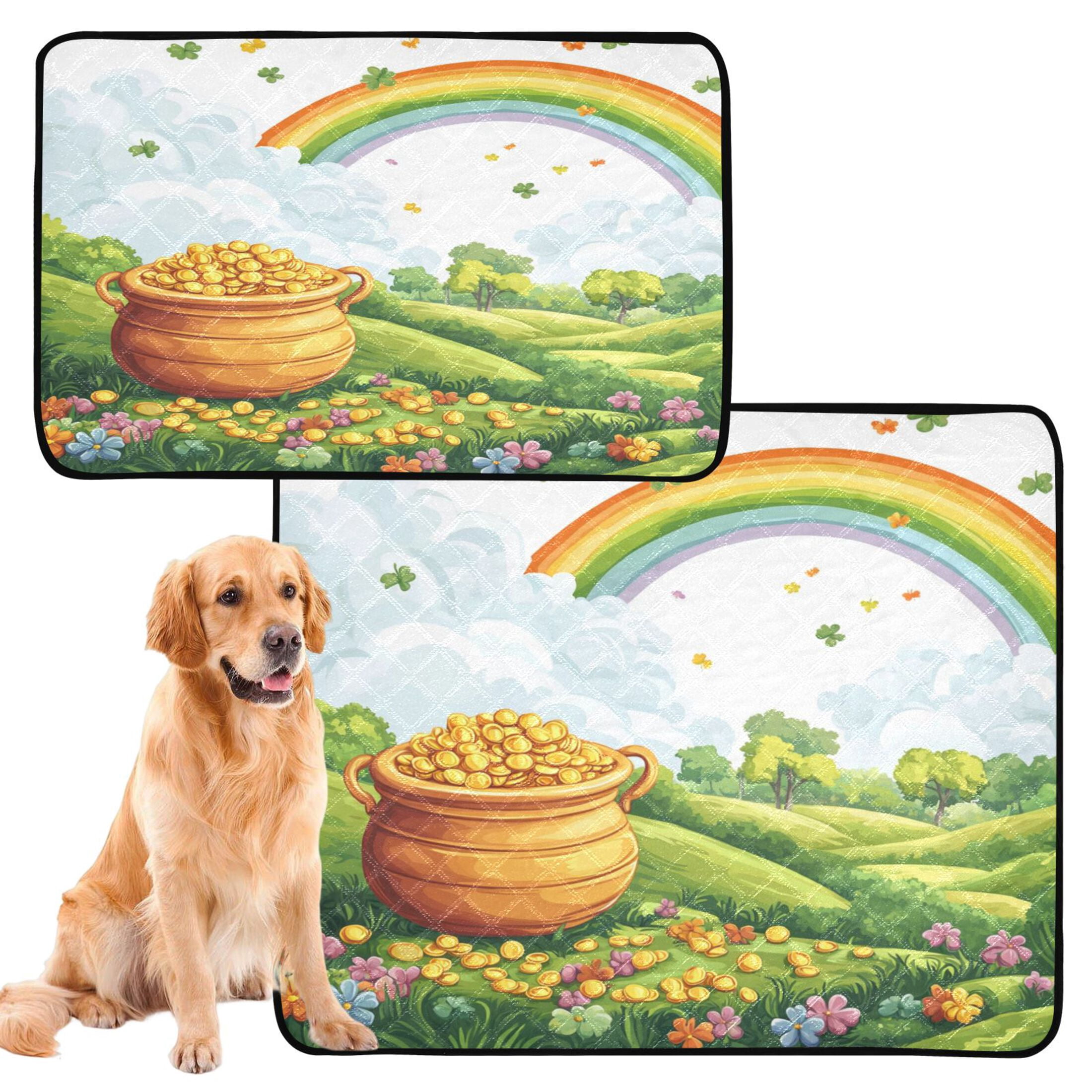 Qxltty Stpatricks Day Wild Gold Bag Cat litter Pads Pet Set of 3 Diaper Mats Center Anti-leakage Layer Absorbent Soft and Comfortable