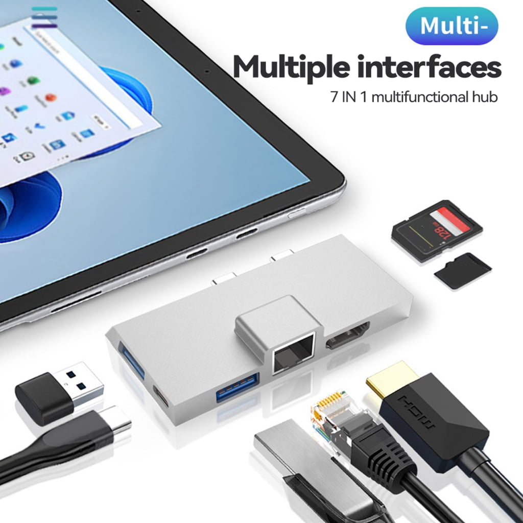 USB-C Docking Station for Surface Pro 8/9/X - 7-in-1 Hub with RJ45, PD 100W, and 4K HDMI-compatible Output