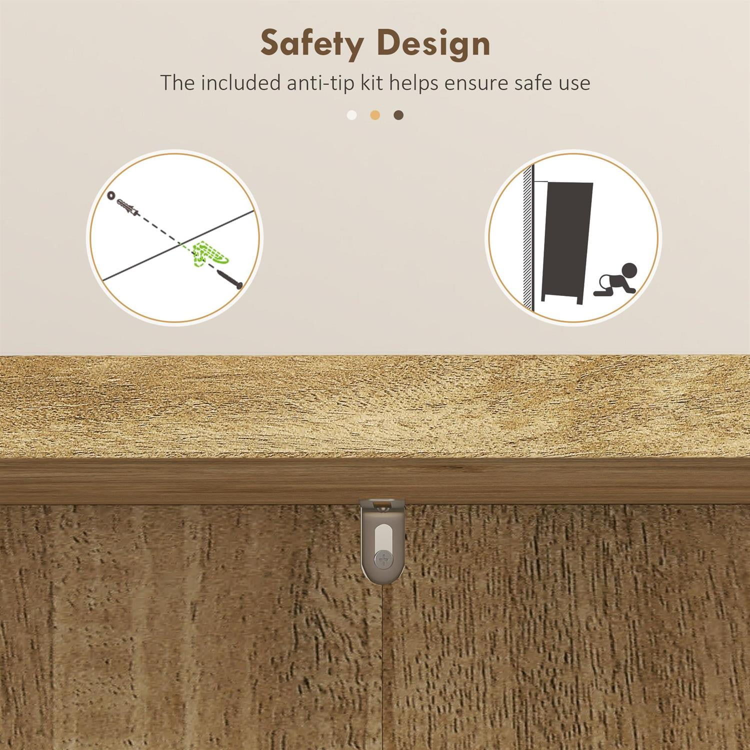 Demi Bonn 41" Rattan Kitchen Storage Cabinet with 12 Spice Racks, Adjustable Shelves, Natural Wood Look for Home & Kitchen, Brown