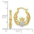 thumbnail image 2 of 10k Yellow Gold and Rhodium Claddagh Hollow Hoop Earrings - Measures 18x16mm Wide 3mm Thick, 2 of 2
