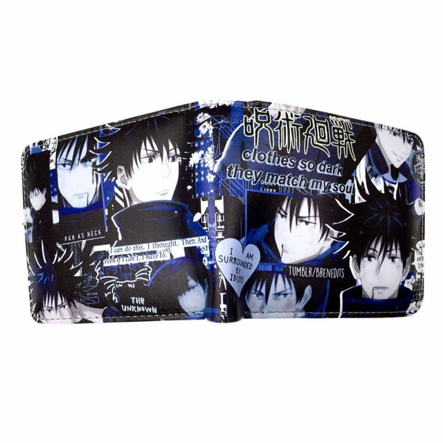 Cartera Jujutsus Kaisens con personajes de anime, delgada y plegable, de poliuretano
