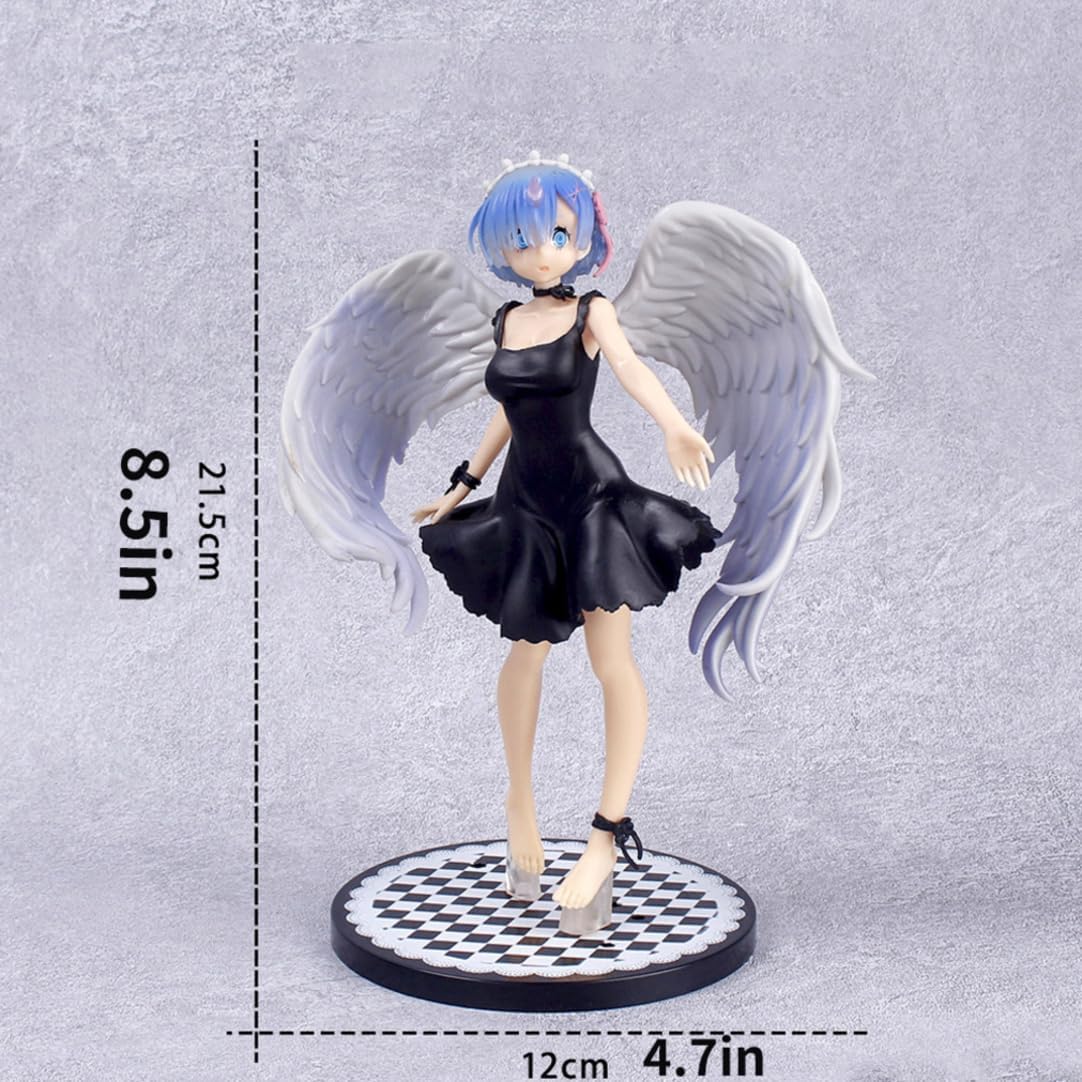 New Re Zero Starting Life in Another World Rem Wings (Black Ver) Character Anime Model Statue Action Figures Desktop Ornament Popular Decorations Fan Souvenirs Creative Gift Collectable