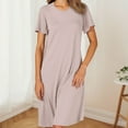 thumbnail image 2 of Nightgowns for Women with Built In Bra O Neck Short Sleeve Sleepwear Casual Loose Nightshirts Soft Comfy Sleepshirts Sleep Shirts for Women Women's Nightgowns Oversized Sleepwear Women Sleep, 2 of 5
