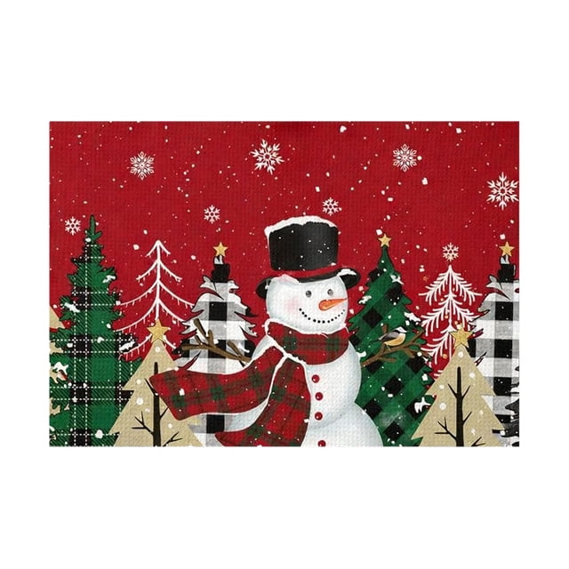 Christmas Placemat 12 in x 18 in Winter Snowflake Design Table Mat For Dining Room Kitchen Party Decoration
