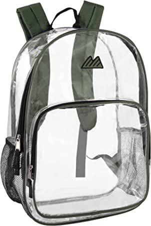 Summit Ridge Waterproof Clear Backpack with Water Bottle Holder Stadium