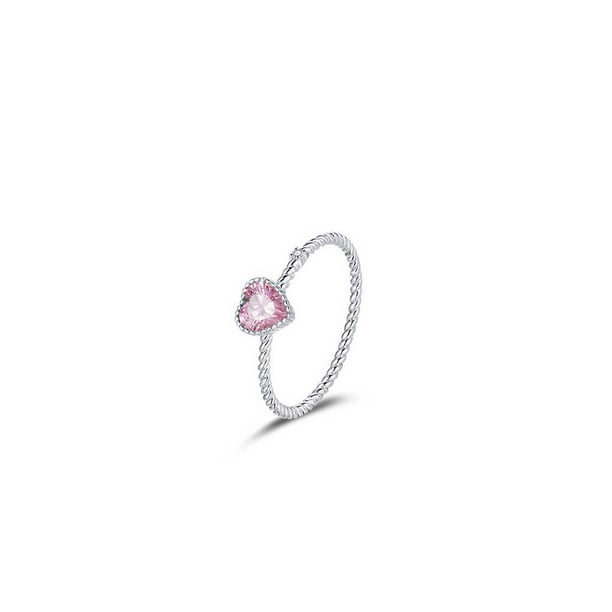 Qarigey Anillo de mujer Chapado en plata Anillos redondos de moda Corazón Zircon Decoraciones Novia Joyería Joyas Adornos Presente Ropa, zapatos y accesorios Miscelánea Talla 6 Qarigey AP012383-01