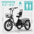 thumbnail image 3 of MOONCOOL All-Terrain Electric Tricycle for Adults, 1100w Motor 48V 14.5Ah Battery,7-Speed 20" x 4.0" Fat Tire 3 Wheel Electric Bike , 25-60 miles, 3 of 11