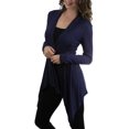 thumbnail image 3 of ToBeInStyle Women's Open Drape-Front Asymmetrical Hem Cardigan - Navy - L, 3 of 3