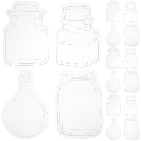 WESIEVYA 20Pcs White Bottle Shape Stickers Glassware Jar Clear Decorative