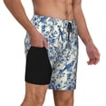 thumbnail image 2 of Cauagu Vintage Floral Birds Print Mens Swim Trunks Quick Dry Board Shorts Swim Shorts with Compression Liner Bathing Suits-Medium, 2 of 6