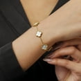 thumbnail image 6 of JeenMata White Flower Link Bracelet in Yellow Gold Plated, 6 of 8