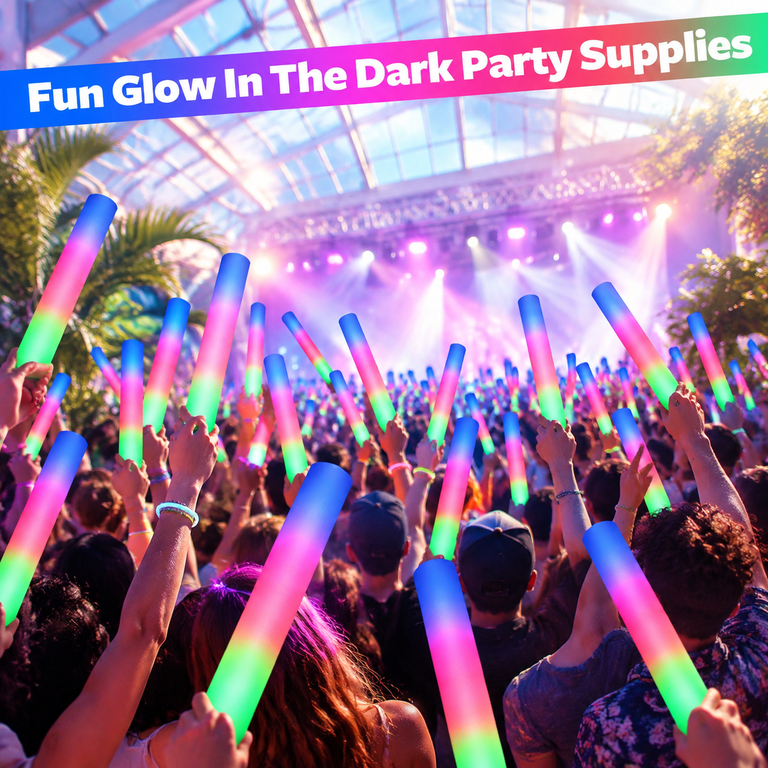 130 LED Foam Glow Sticks Bulk, 3 Light Modes Colorful Flashing, Party ...