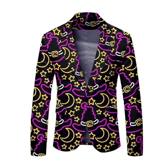 toraway Men Suit Vest Autumn Men's Fashion Print Suit Jacket L