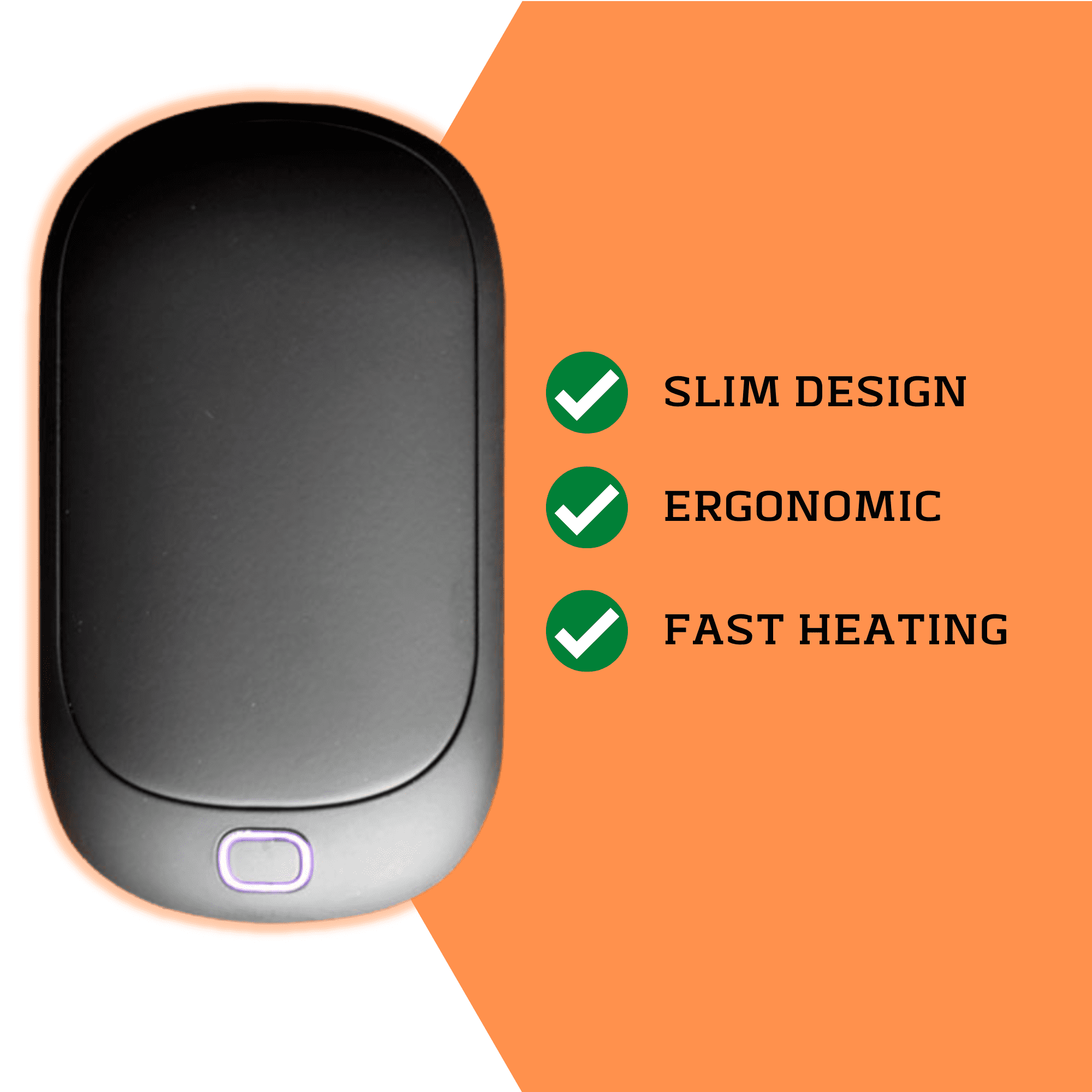 Hand Warmer Rechargeable USB C 5200mAh Portable Electric Charging Heater (Black) By Mystical Fire Great Gift For Men & Women - Keep Your Hands Warm In The Outdoors While Camping Skiing Or Huntin