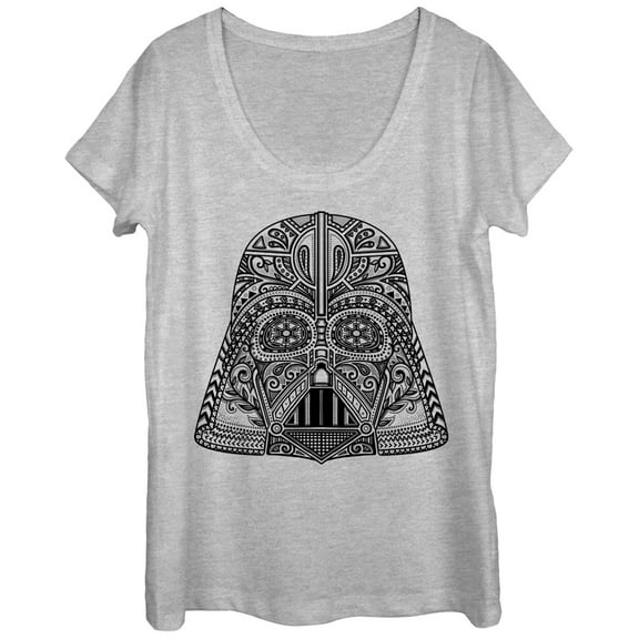 Women's Star Wars Ornate Vader Helmet Scoop Neck Athletic Heather X Large