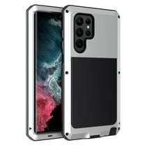 for Samsung Galaxy S23 Ultra Case, 360 Full Body Protective Cover Heavy Duty Shockproof Armor Aluminum Alloy Metal Case with Silicone for Samsung Galaxy S23 Ultra,Silver