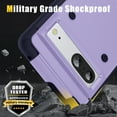 thumbnail image 6 of Allytech Google Pixel 7A Case + 3Pcs Google Pixel 7A Screen Protector, Heavy Duty Protective Shockproof Kickstand Case Cover for Google Pixel 7A 5G 6.1" - Lightpurple, 6 of 7