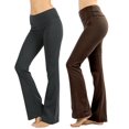 thumbnail image 1 of SNNROO Womens & Plus Stretch Cotton Fold-Over High Waist Bootcut Workout Flared Yoga Pants, 1 of 4