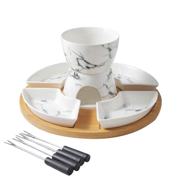Juego para derretir fondue, olla para fondue de chocolate y 4 platos, juego de cuencos para calentar y derretir chocolate y queso