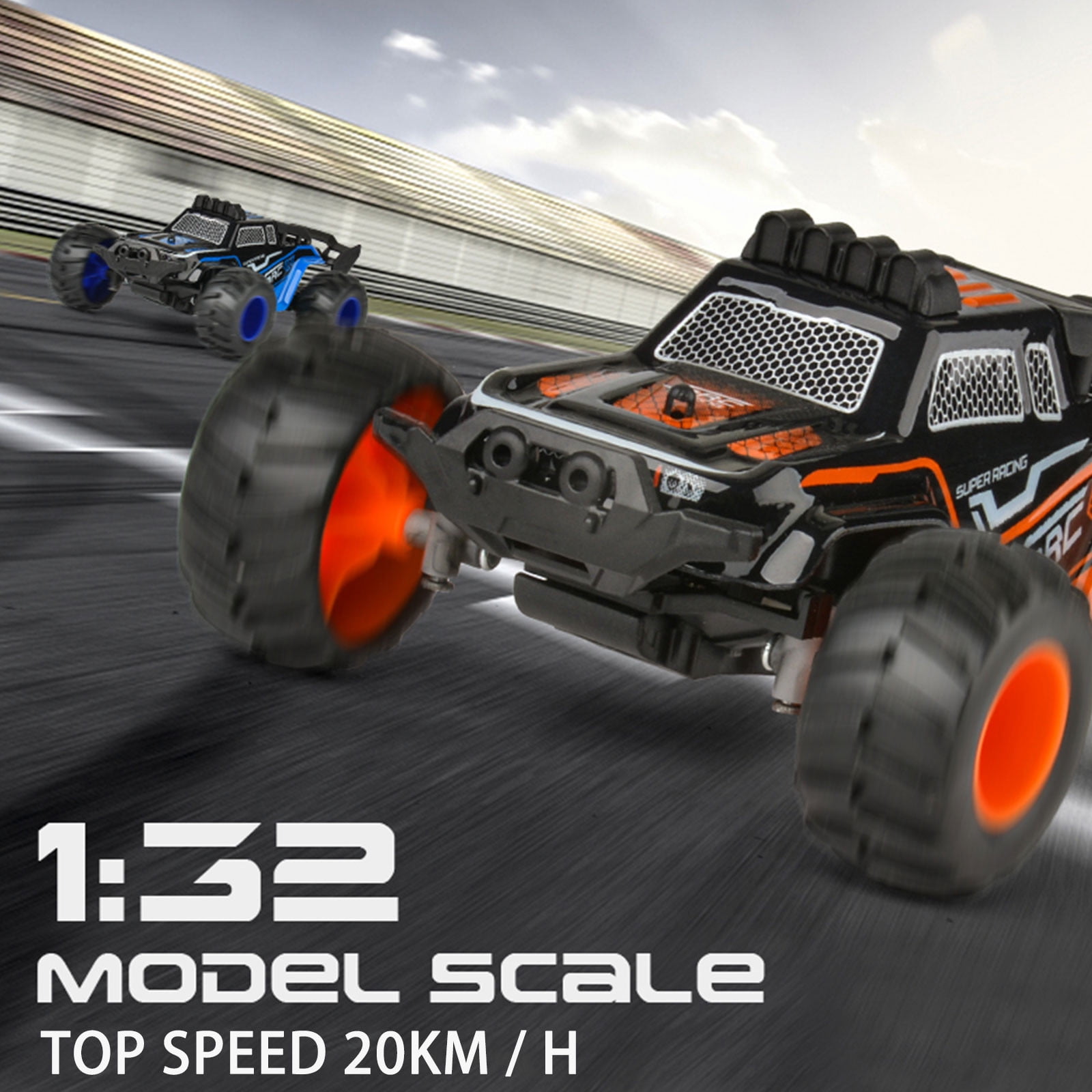 ​1/18 Scale 4WD Mini RC Truck w/Anti-Collision Bumpers - 5km/h Trail Mode & USB Charge | Beginner Car Age 6+ (13.3cm)​​ B