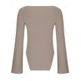 thumbnail image 5 of Hfyihgf Womens Square Sweetheart Neck Asymmetrical Hem Ribbed Knit Sweater Solid Long Sleeve Slim Fit Pullovers Jumper Tops(Khaki,S), 5 of 6