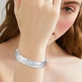 thumbnail image 2 of FENGGHAO Women’s 925 Sterling Silver Hollow Cuff Bangle, Lightweight Bezel Design Open Bracelet Fashion Jewelry for Daily Wear, 2 of 5