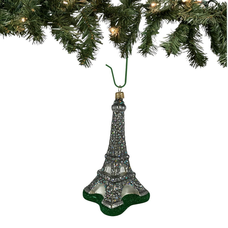 Eiffel Tower Paris France Polish Mouth Blown Glass Christmas Ornament  Decoration 
