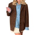thumbnail image 5 of WTOBBY Women's Fashion Solid Color Retro Jacket with Oversized Fit and Pockets, Long Sleeve Casual Blazer Style,Coffee M, 5 of 7