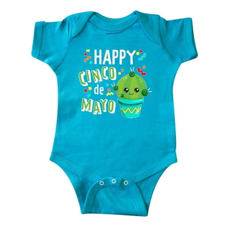 

Inktastic Happy Cinco de Mayo- cute cactus Gift Baby Boy or Baby Girl Bodysuit