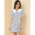 thumbnail image 2 of INSPIRE CHIC Junior's Peter Pan Collar Short Sleeve Floral Mini Dress, 2 of 6
