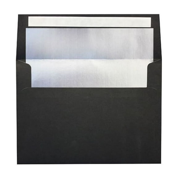 LUX A7 Foil Lined Invitation Envelopes 5 1/4x7 1/4  BK w/Silver Lining FLBK4880-03-50
