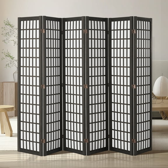 VEVOR Room Divider, 6 Panel Japanese Room Divider, Folding Privacy Screen Indoor, Portable Partition Dividers and Decoration Screens, for Room Separation, Home, Office, Restaurant & Bedroom (Black)