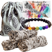 WORLDLY FINDS Sage Smudge Sticks Chakra 3 White Sage Kit, Chakra Bracelet
