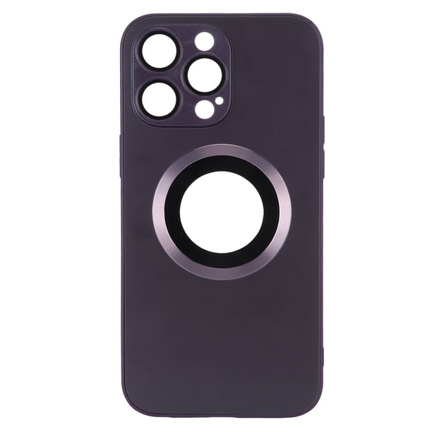 Funda protectora de vidrio esmerilado para teléfono con imán a prueba de polvo y arañazos para iPhone 14 Pro Max, color morado