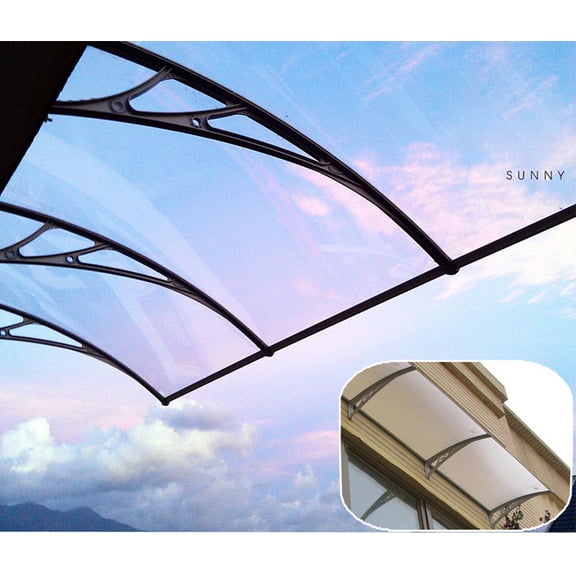 40*60 Inch Transparent Awning Three Brackets Polycarbonate Doors Windows Sun Protection Rain Protection