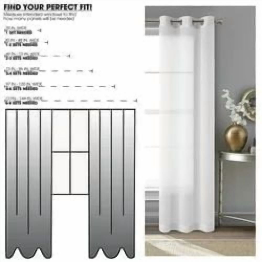 Mainstays Windowpane Sheer Window Curtains Panel Pair, Set of 2, White, 38" W x 84" L