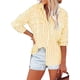 thumbnail image 4 of Camisas Para Mujer Tops Blusas Estampado A Rayas Camisa de Manga Larga de Botonadura Simple Algodón Lino Odeerbi ODB138565, 4 of 9