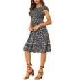 thumbnail image 4 of MODA NOVA Juniors Summer Sundresses Floral Smocked Fit and Flare Midi Dress, 4 of 6