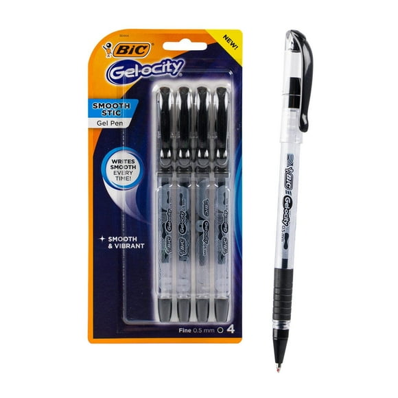 Bolígrafo de gel BIC Gelocity Stick negro de 0,5 mm, paquete de 4