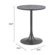 Bite Bistro Table Black Dining Table, Modern Style, Faux Terrazzo MDF round shape tabletop, Steel, Indoor Dining